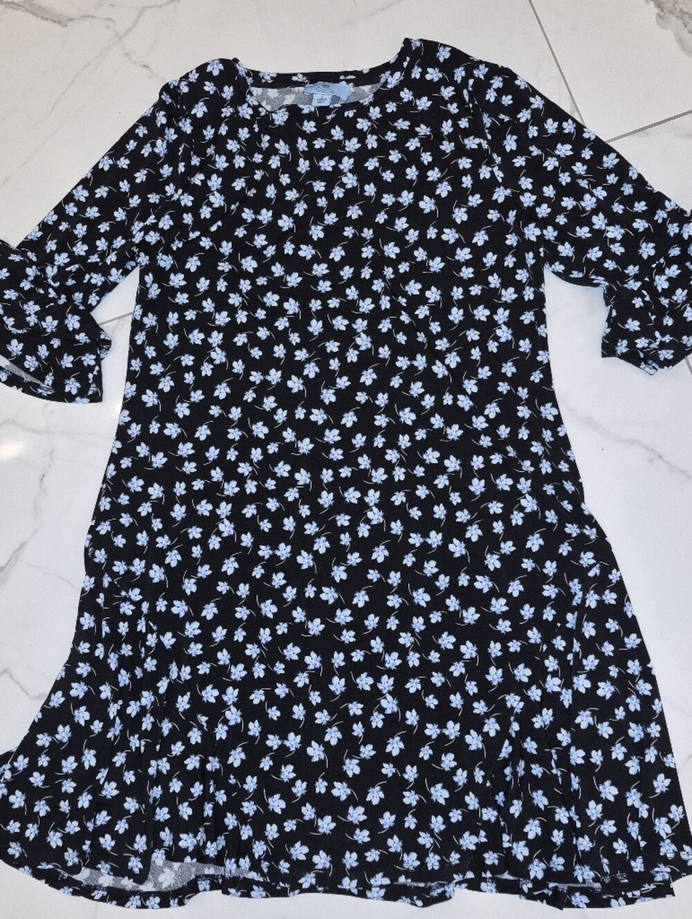 CeCe Black Dress with Light Blue Floral Print